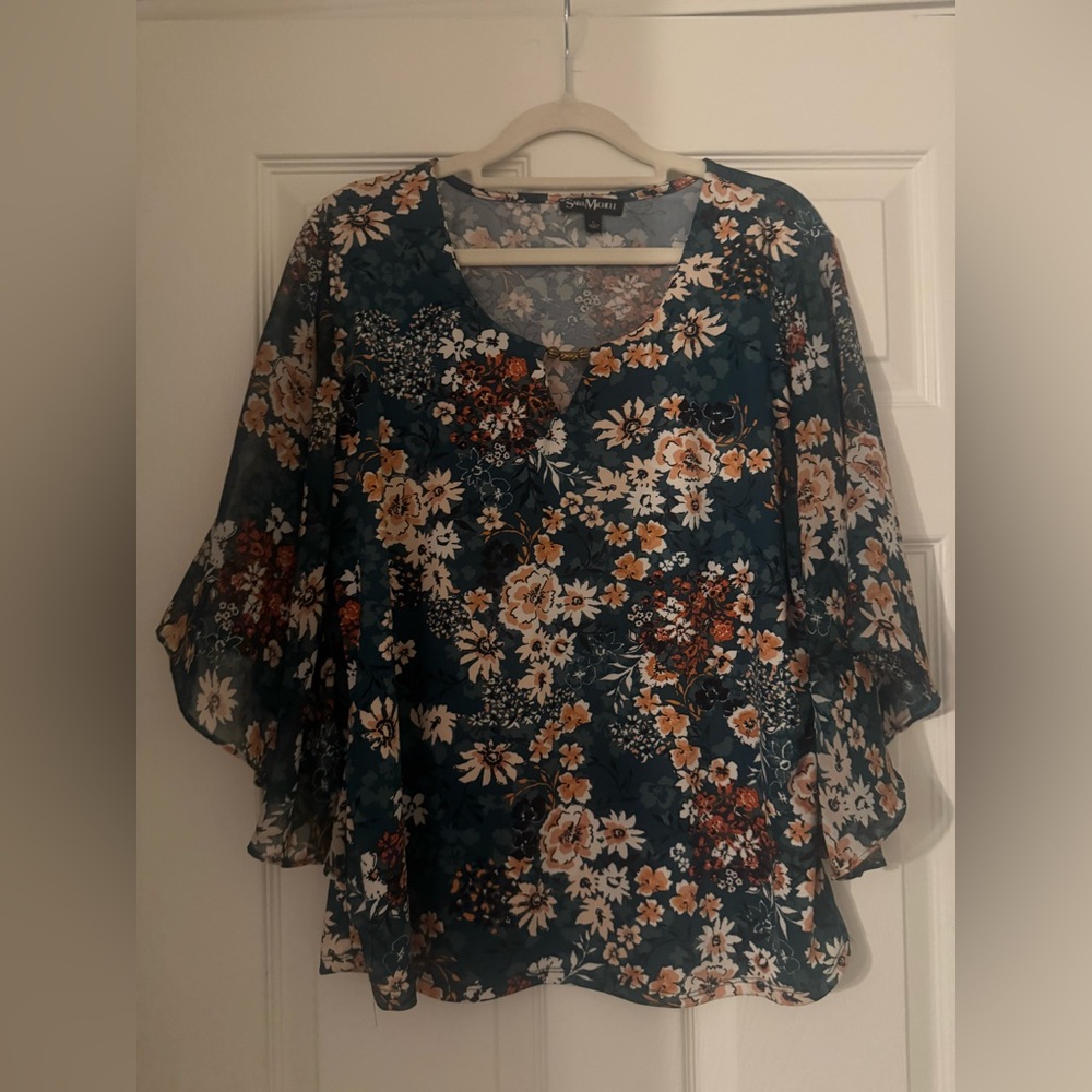 Sara Michelle Floral Chiffon Blouse
